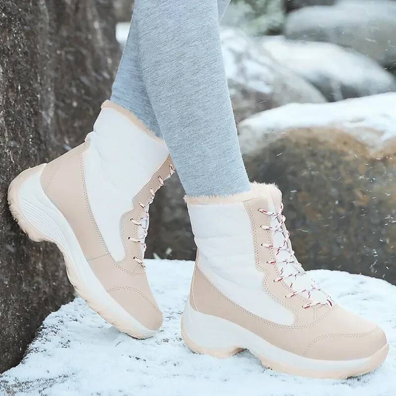 Ddmyoutdoor Women S Winter Thick Soled Anti Slip Ankle Outdoor Lightweight Plush Warm Cotton Shoes Fashionable Snow Boots Outdoor Shoes