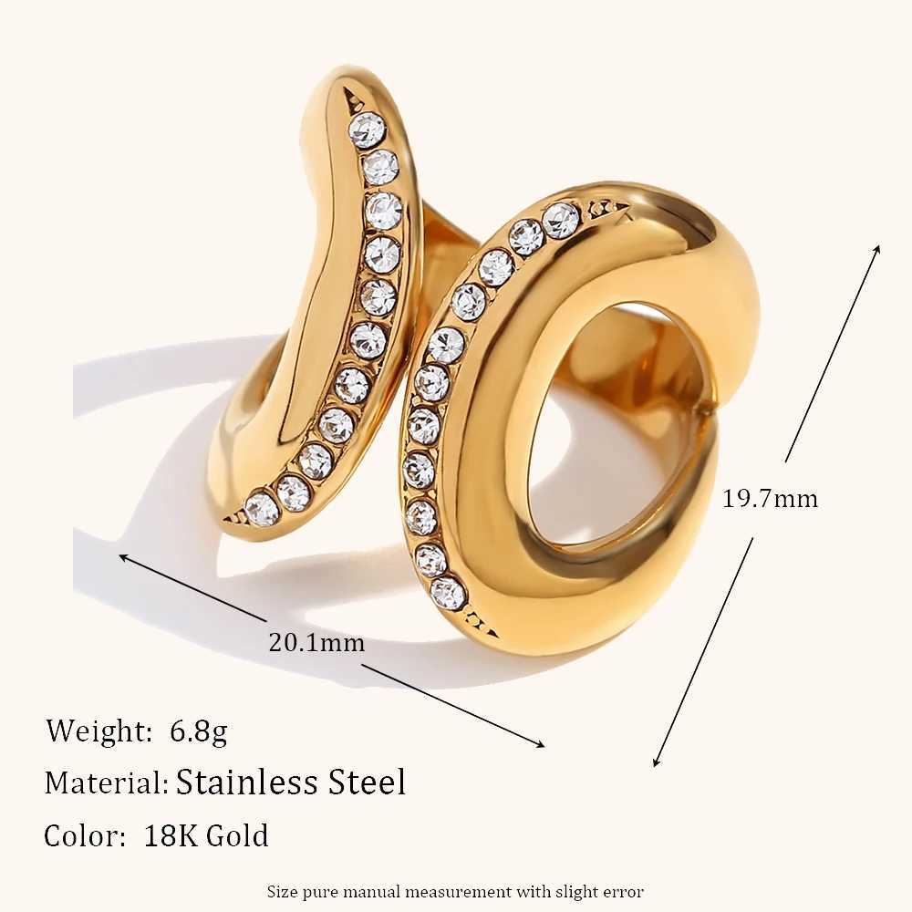 La.Muses Adjustable Creative with Diamonds Ring Stainless Steel Rings Women Fashion Waterproof Daily Jewelry Female Gift W250606