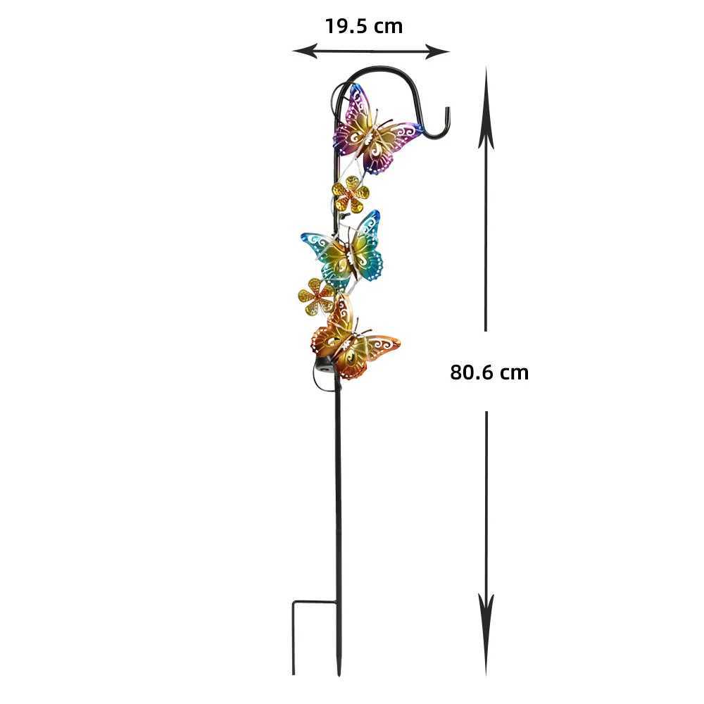 LED Courtyard Solar Landscape Butterfly Lamp Bee Lawn Outdoor Garden Plug-in Pole Iron Art Decorative Light W250607