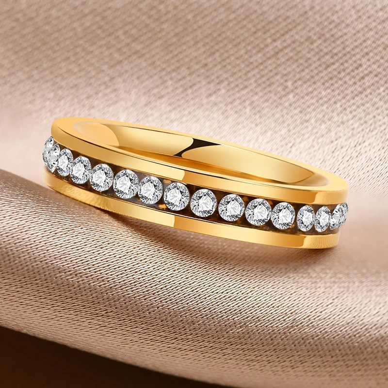 Trendy 316L Stainless Steel Ring Crystal Zircon Best Rings For Women Exquisite Gift Engagement Wedding Party Jewelry Wholesale XJ250606