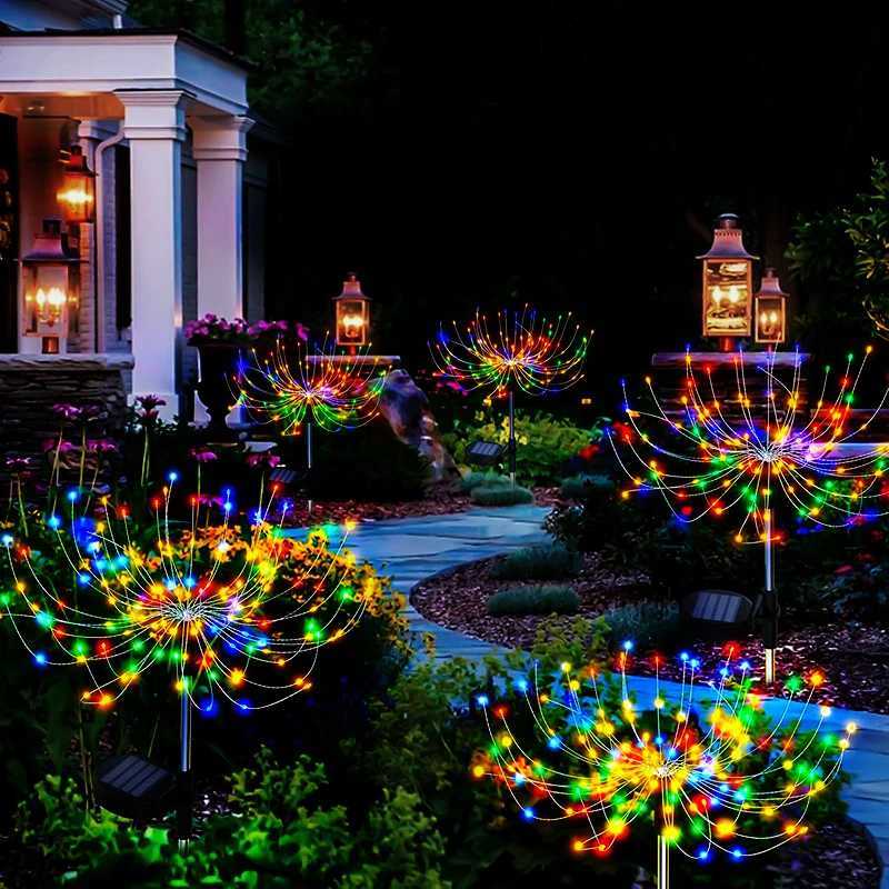 420LED Solar Power Firework Garden Lights Decoration Pathway Outdoor Waterproof Patio Lawn Landscape Yard Solar Light W250607