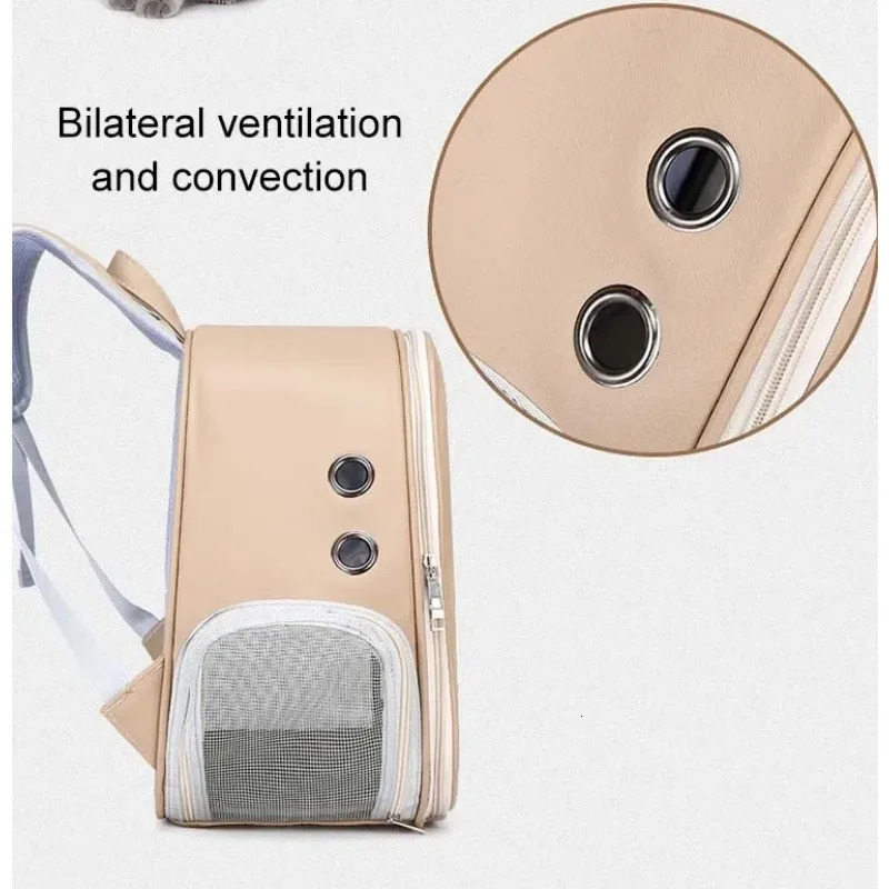 Pet Supplies Cat Bag PU Portable Travel Outdoor Backpack for Cat Small Dogs Transparent Breathable Carrying Shoulder Bag 250603