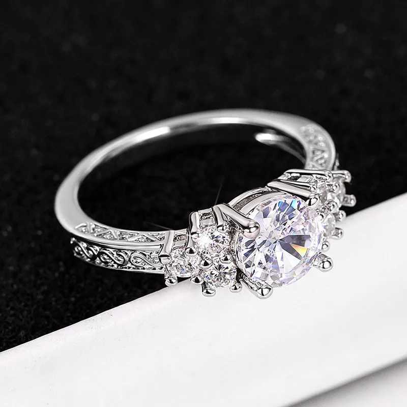 925 Sterling Silver Engagement Rings for Women Band Brilliant Cubic Zirconia Love Gift Luxury Trendy Wedding Jewelry Gifts XJ250606