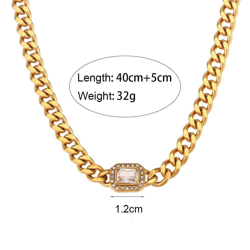 Ladies fashion hot-selling necklace; popular versatile collarbone chain; 925 silver Cuban chain; diamond bracelet and necklace set