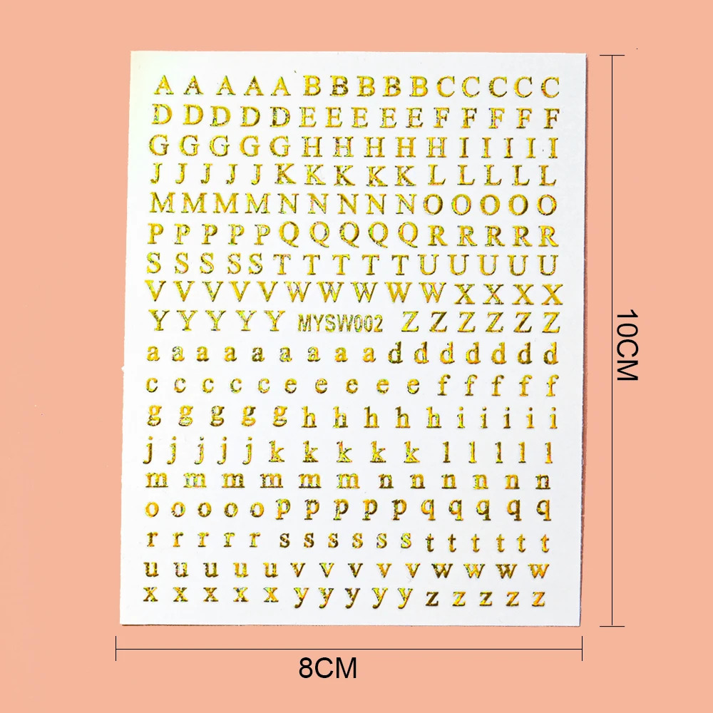 1Pcs 3D Alphabet Nail Sticker Laser SilverGold 26 English Letters Art Decals Self Adhesive Manicure 810cm Letter 250605