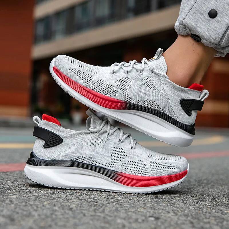 Ddmyoutdoor Trendy Grey Light Casual Men Comfortable Socks Running Shoes Low Cut Breathable Mesh Large Size Man Sneakers Outdoor Shoes