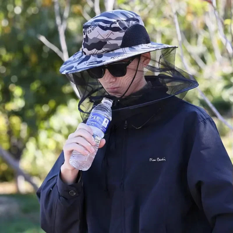 Mosquito Hat with Hidden Net Mesh Repellent Insect Bee Protection Men Women Outdoor Sunscreen Fishing Cap 250605