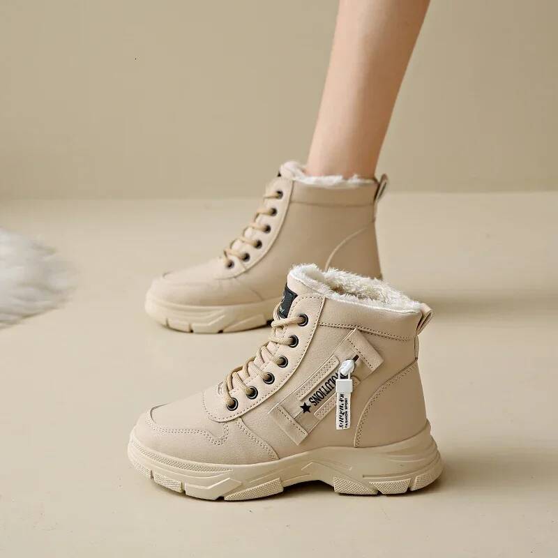 Ddmyoutdoor Womans Women S Winter New Versatile Ankle Short Boots Sport British Thick Bottom With Veet Casual Cotton Shoes Outdoor Shoes