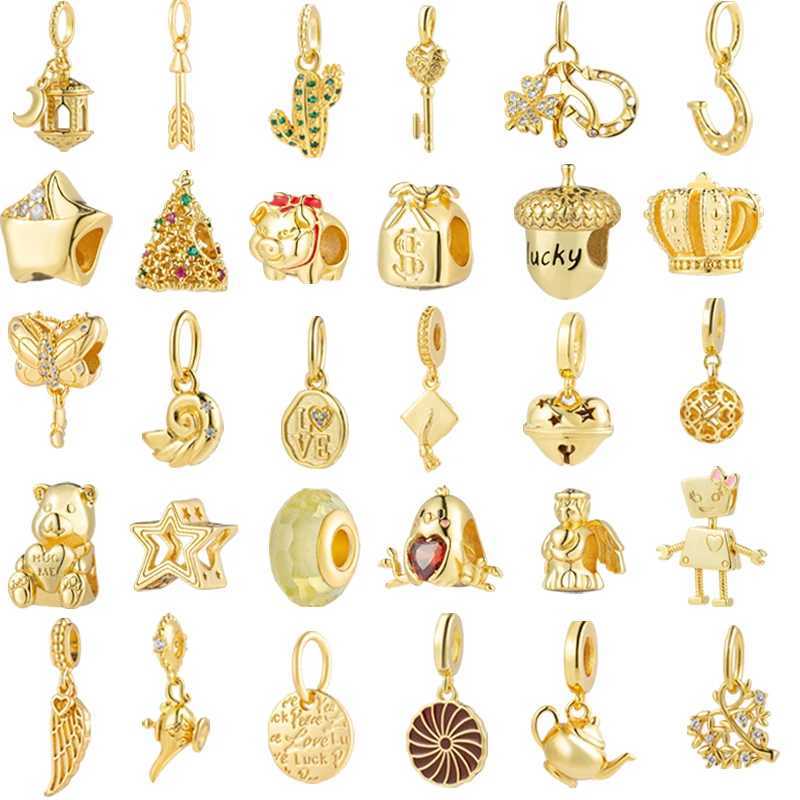 DIY Gold Plated Fine Fashion Europeans Jewelry Making Small Bell Butterfly Dangle Charm Beads Fit Original Silver 925 BraceletXJ250607