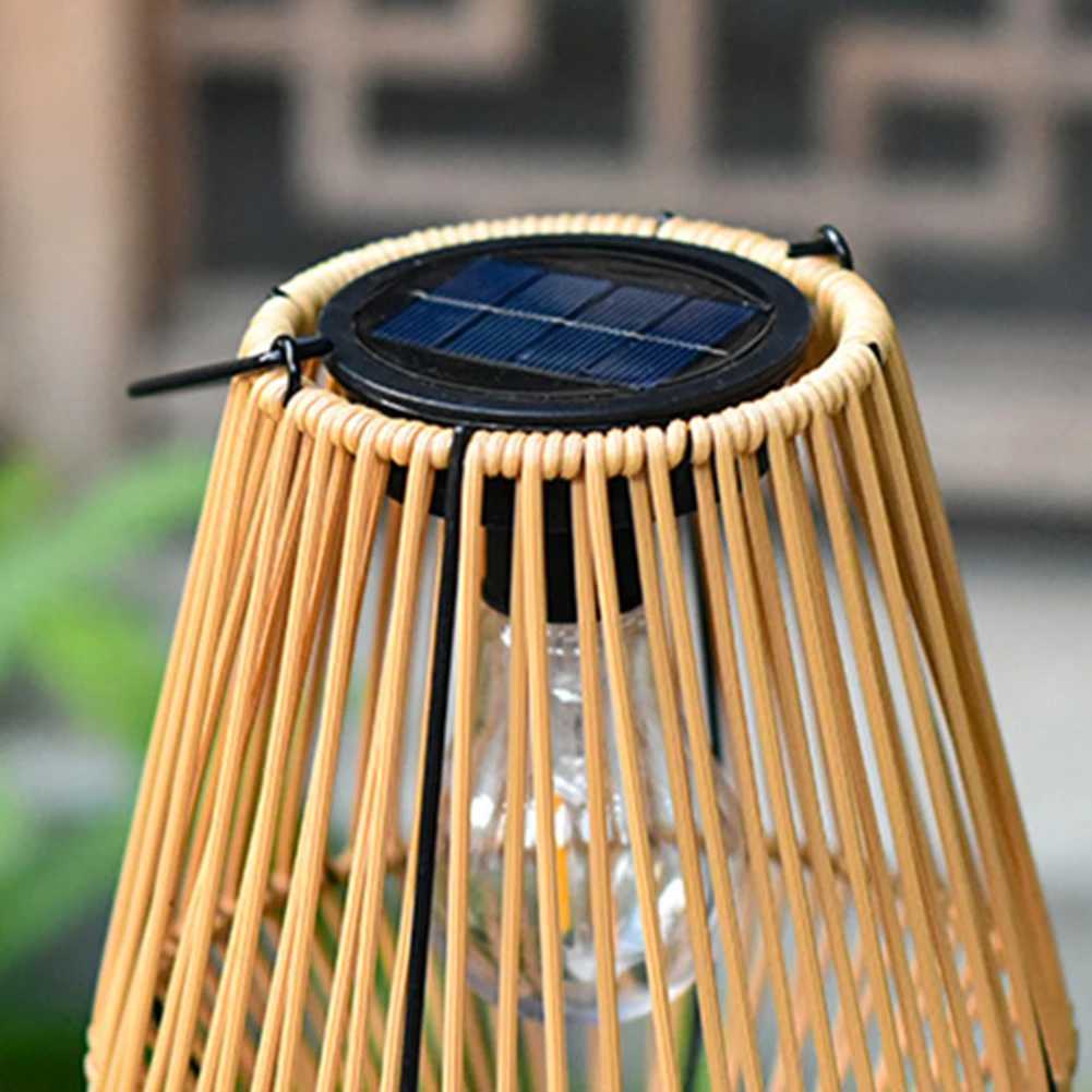 Rattan Solar Lantern IP65 Waterproof Hanging/Standing Outside Big Rattan Solar Light with Handle for Garden Patio Courtyard Lawn XJ250606