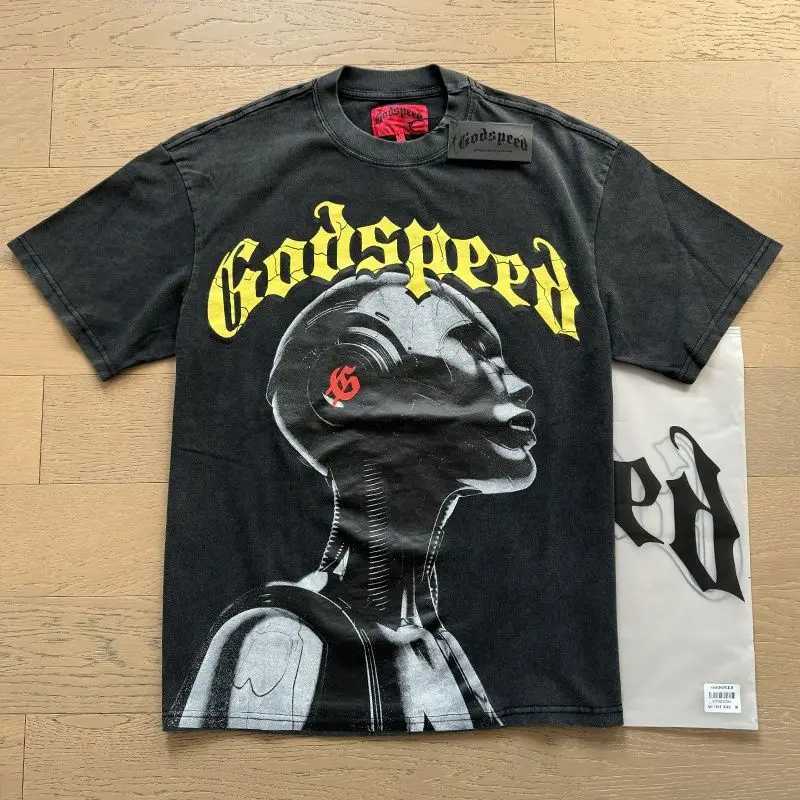 High Version Godspd Beauty Tide Rock Street Retro Washed Old Summer Loose Mens and Womens Short Sleeve T-shirt X250607