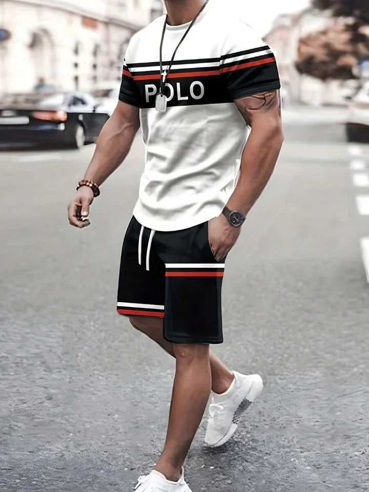 Summer Everyday Casual Mens T-shirt Shorts Set Urban Street Fashion Mens Short-sleeved Outdoor Sports Mens Shorts 3D Printing W250609
