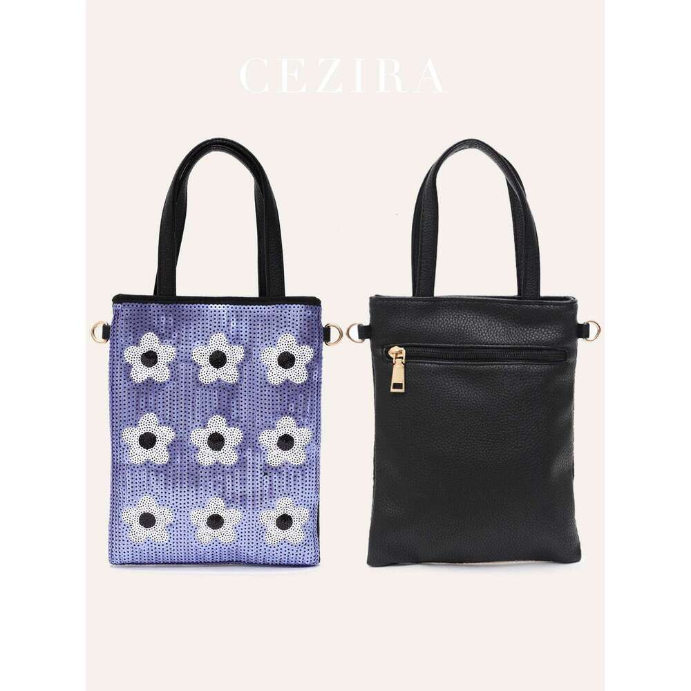 CEZIRA Exquisite Color Flower Embroidered Handbag Women's Fashion Top-Handle Crossbody Shoulder Bag Valentine's Day Gift Dating