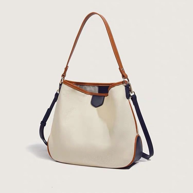 designer College Student Backpack Bag for Women Versatile Color-Block Large Capacity Crossbody Bag Commuter Shoulder Bag Canvas Patchwork Tote Bag