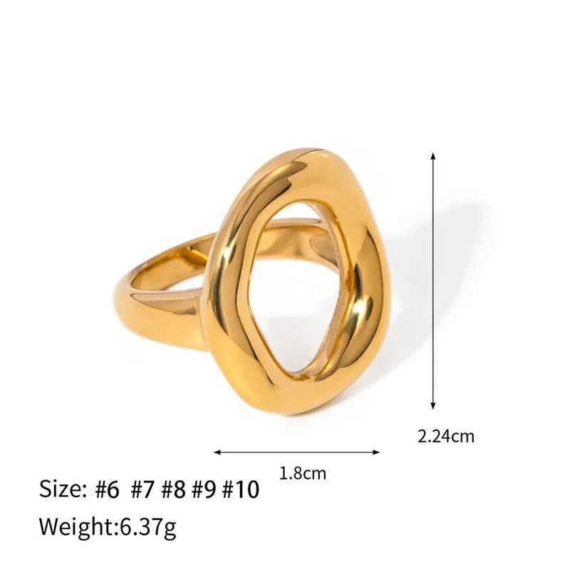 Stainless Steel Chunky Rings For Women Gold Color Waterproof Womens Hyperbole Large Ring Simple Geometric Aesthetic Female Ring W250606