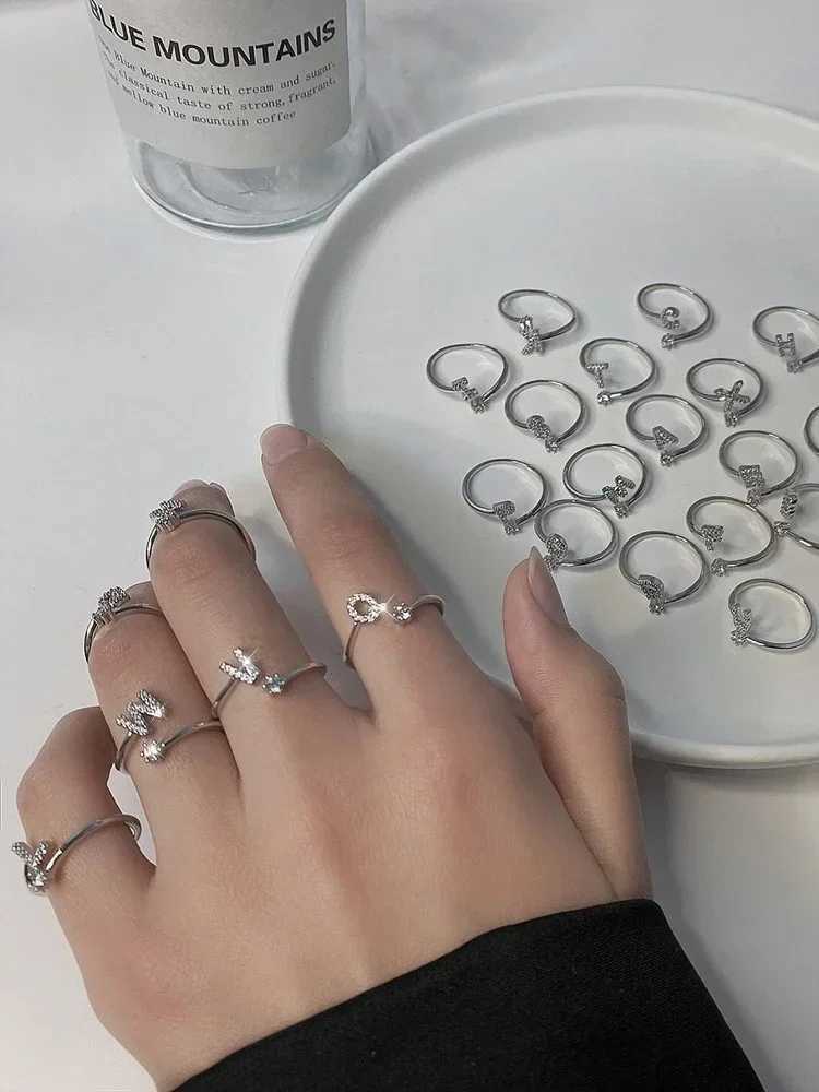 925 Sterling Silver Simplicity Classic Zircon Letter Opening Ring For Women Engagement Wedding Luxury High Quality Fine Jewelry XJ250606
