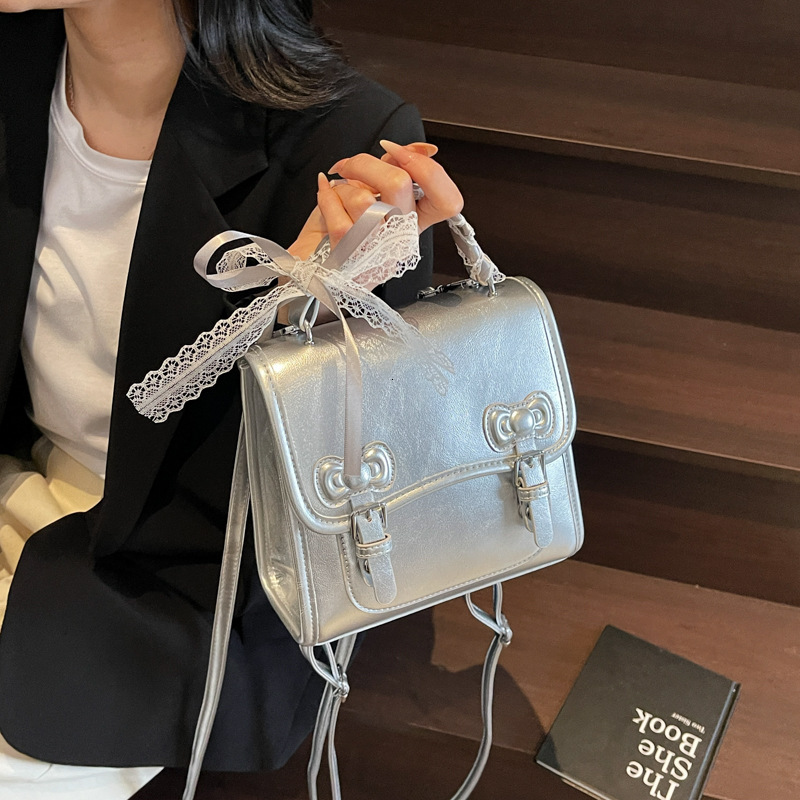 designer Korean Silk Scarf Handbag Women's 2025 New Trendy Fashion Backpack College Style Versatile Shoulder Bag