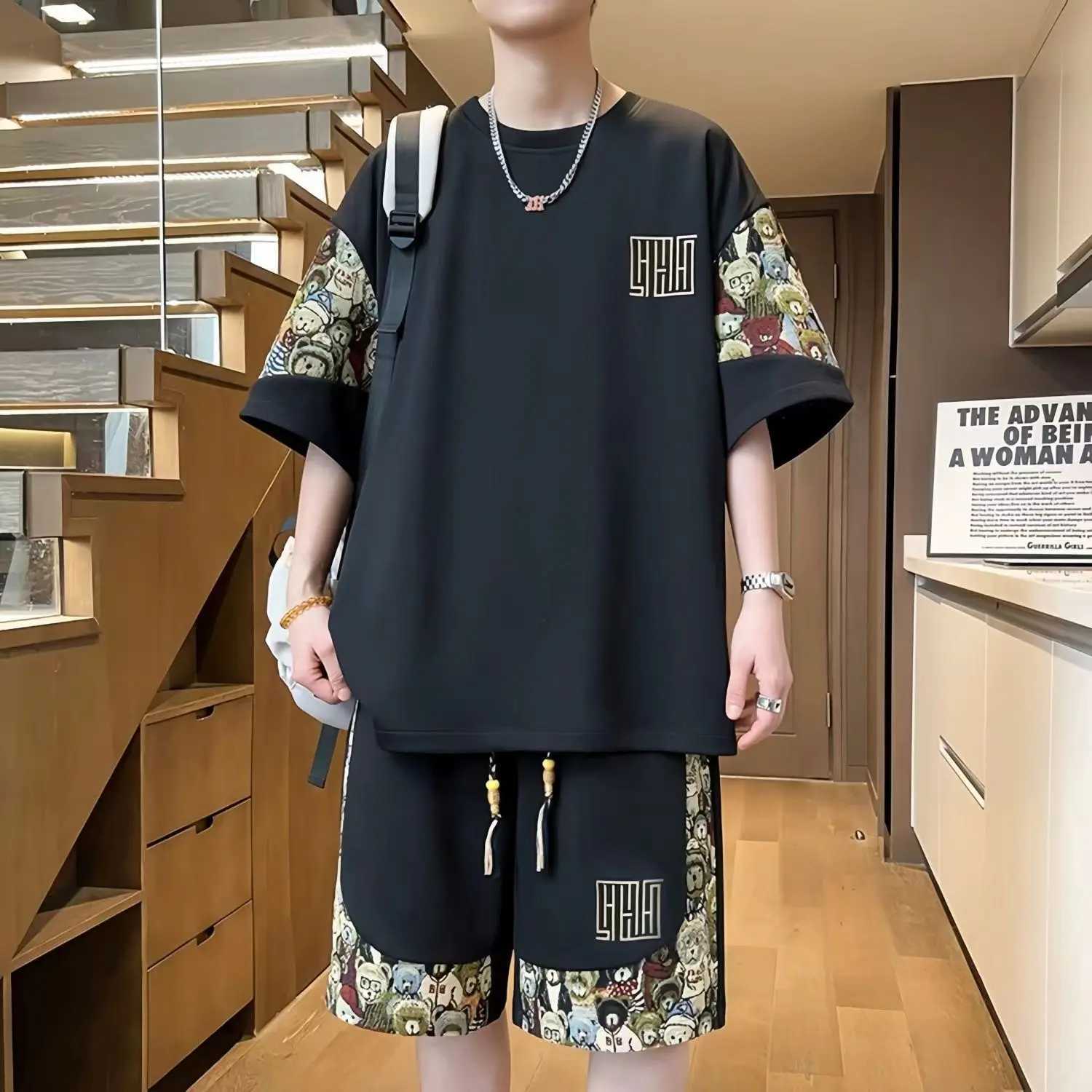 T-shirts + shorts 2025 summer fashion Sportswear shirts Mens Casual Sets Male Fashion shirts and shorts full size M-5XL W250609