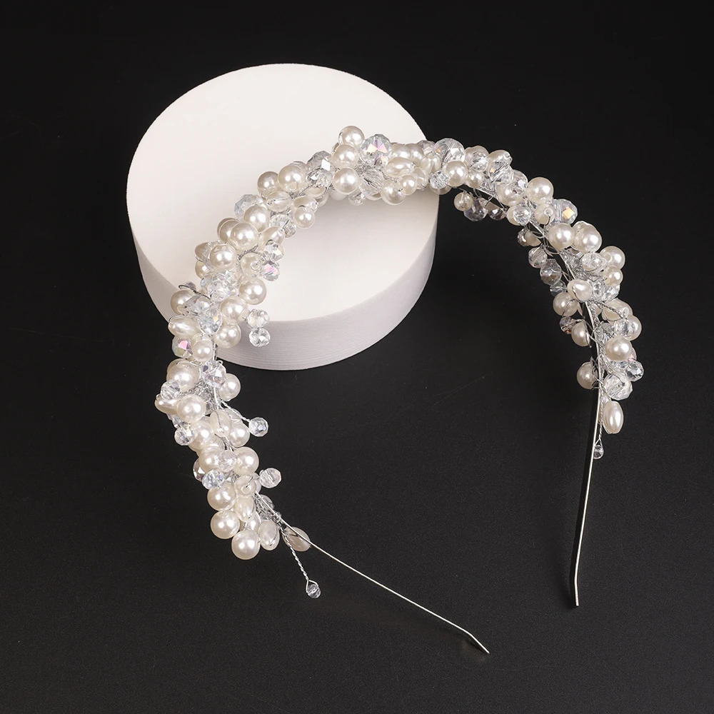 Bridal Tiara Headwear Pearl Crown Princess Wedding Bridal Hiar Hoop Crystal headband Wedding Hair Jewelry Bridal Accessories 250529