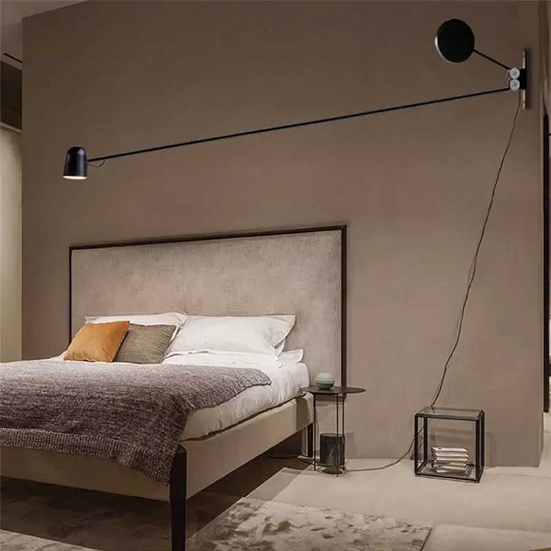 Long Pole Swing Arm Wall Lamp Adjustable Sconce Light for Reading Living Room Bedroom Living Room Home Decor Lights X250607