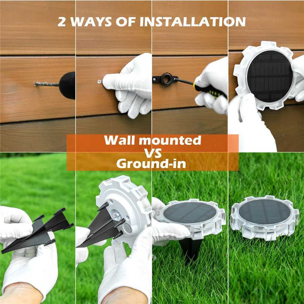 2024 New Led Solar Garden Lamp Waterproof Ground-in 4Mode Backyard Patio Lawn Decoration Wall Fence Gear Outdoor Solar LightXJ250606