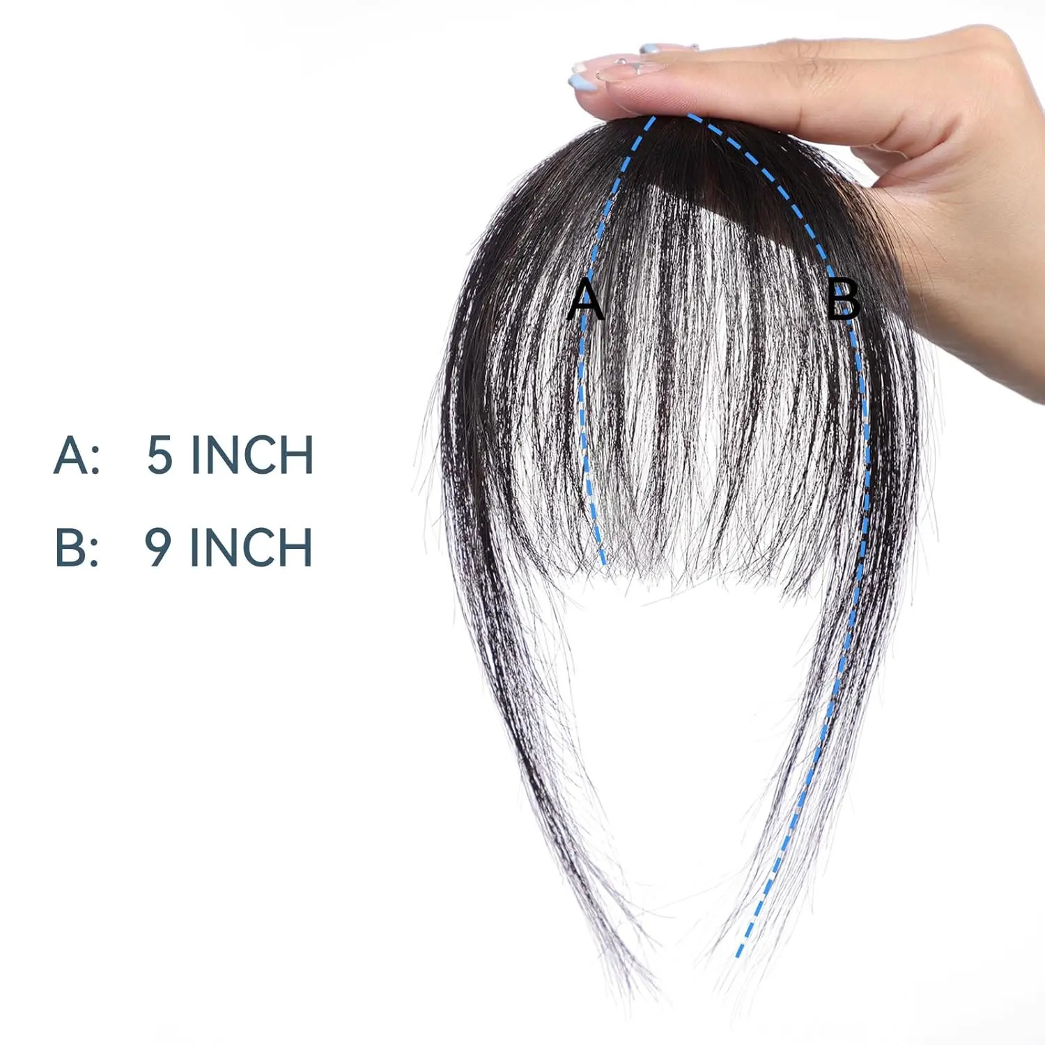 100% Human Hair Wispy Bangs Hair Clip in Natural Black Bangs Fringe with Temples Hairpieces for Women Clip on Air Bang 5 Inch 250529