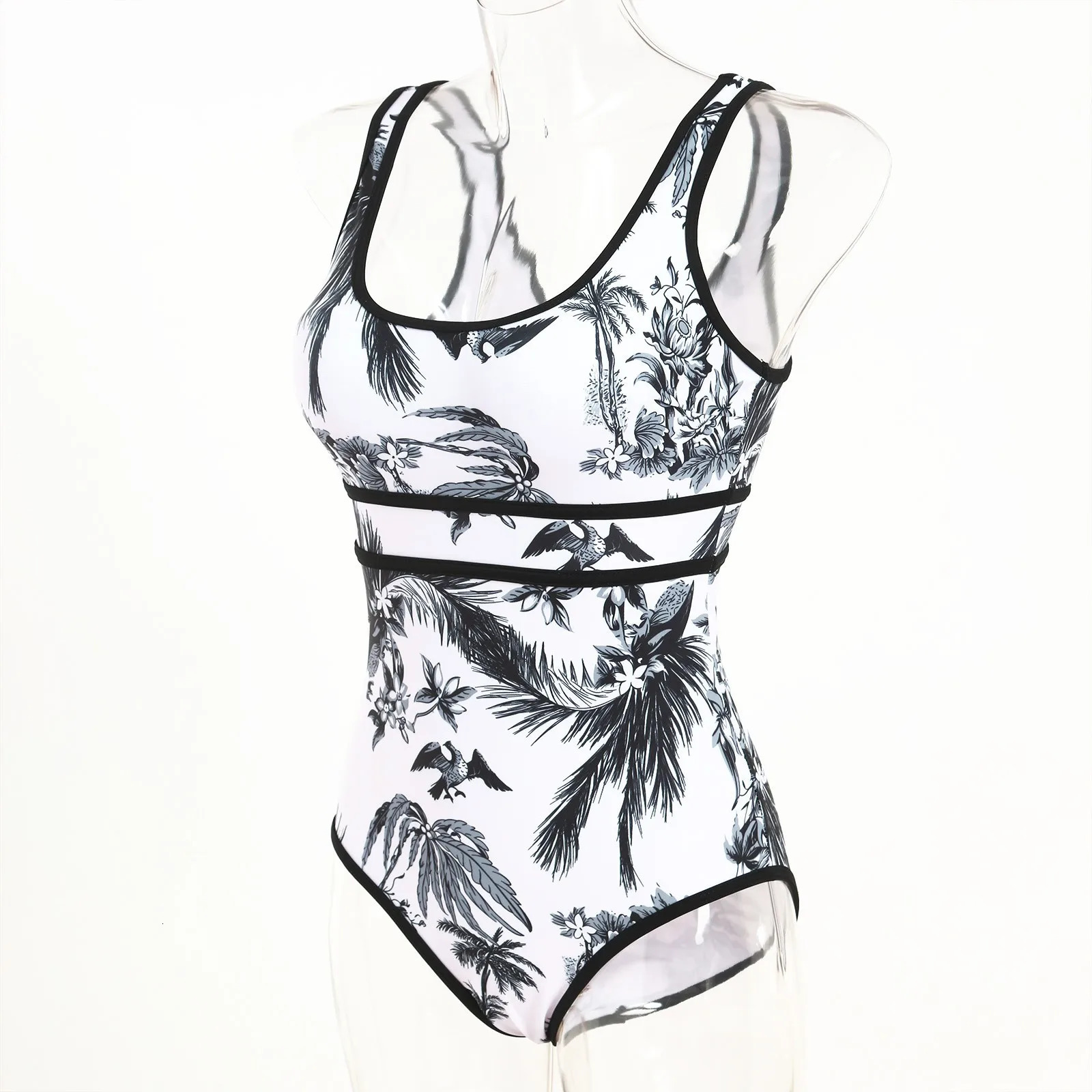 Elegant Vintage Swimwear Women Conservative Tropical Summer Beach Bathing Suit Swimsuits High Cut Elastic Slim Bikini 250530