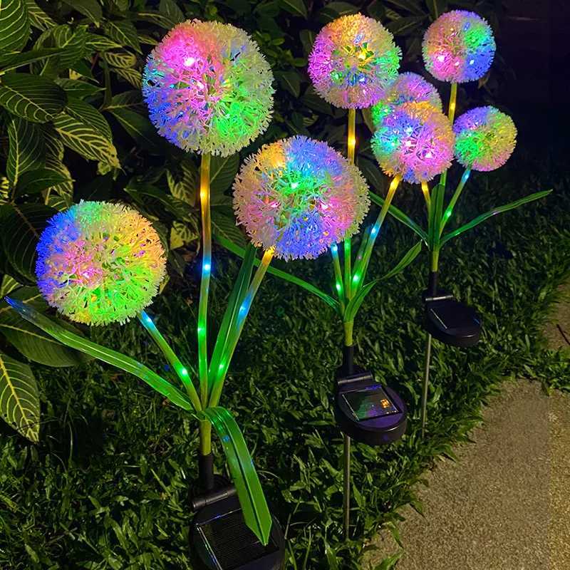 Creative New Solar Lawn Light Ground Plug Three-headed Dandelion Lamp Outdoor Garden Courtyard Atmosphere Light Decorative LampsXJ250606