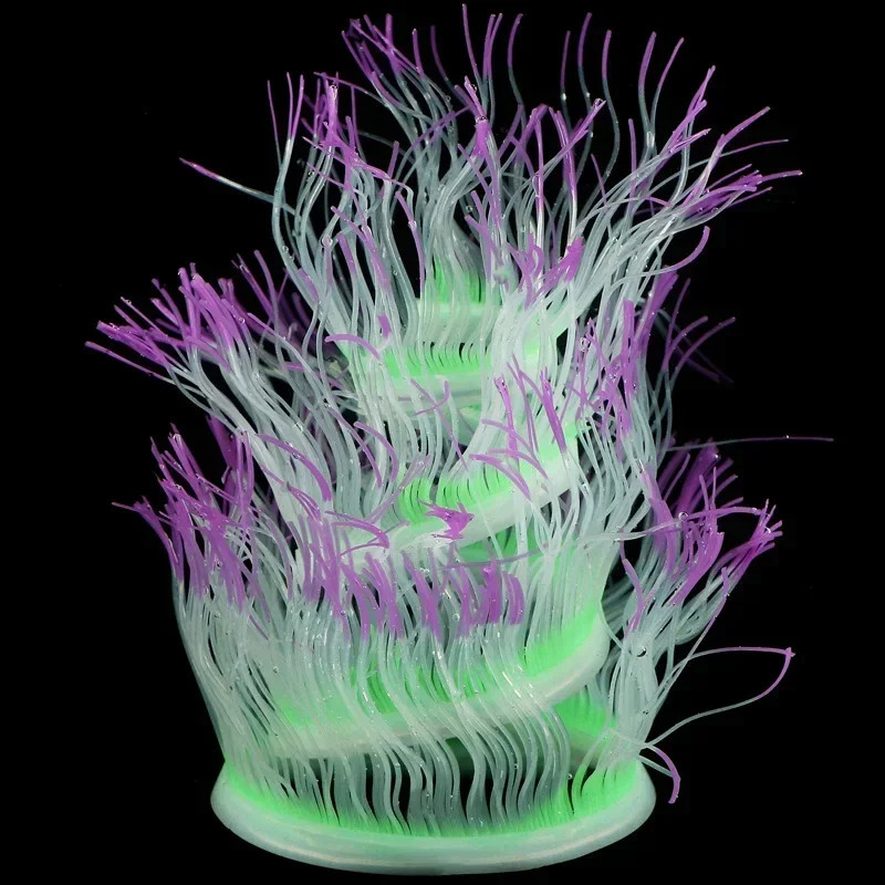 Aquarium Luminous Sea Anemone Silicone Simulation Coral Variety Glow in Dark Fish Home Aquarium Fish Tank Landscape Decor 250604