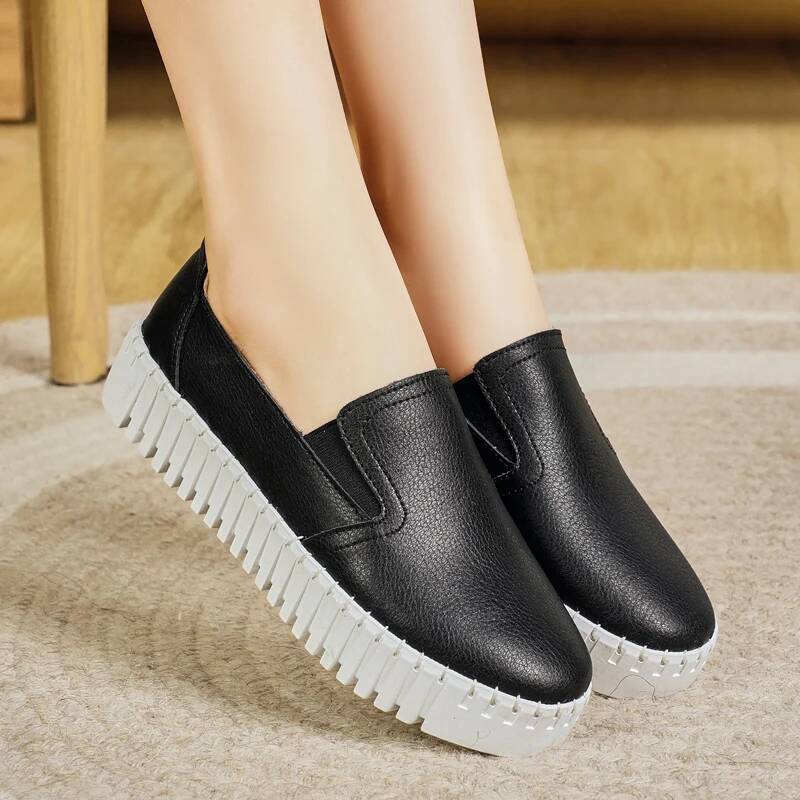 Ddmyoutdoor Ddmyoutdoor Women S PU Platform Outdoor Hiking Work Summer Breathable Single Casual Flat Bottom Anti Slip Vulcanized Board Shoes Outdoor S