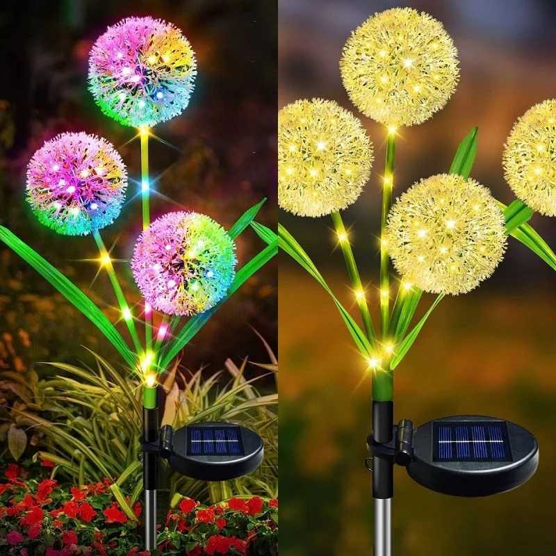 Creative New Solar Lawn Light Ground Plug Three-headed Dandelion Lamp Outdoor Garden Courtyard Atmosphere Light Decorative LampsXJ250606