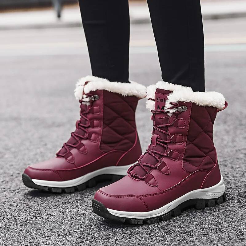 Ddmyoutdoor Winter Women High Quality Cotton Shoes With Thick Soles Anti Slip And Warm Snow Comfortable Plush Work Ankle Boots Outdoor Shoes