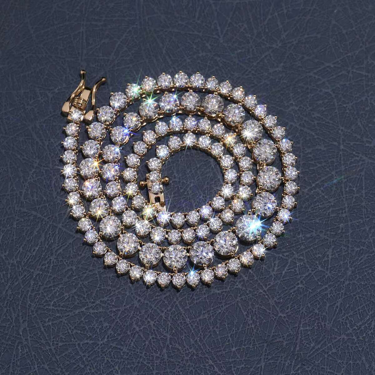 Men Chain Necklace Ice Chain for Nen 4K Yellow Gold Tennis Chain Moissanite Unisex Hip Hop Style Party Daily Wear Customization