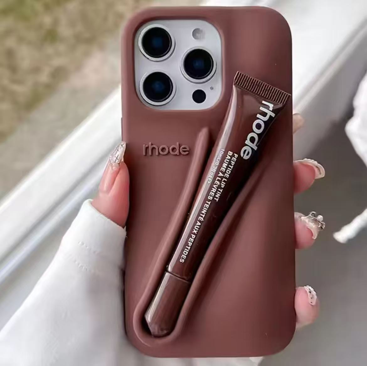Rhode INS Hot Color Lipstick Silicone DIY Phone Case For iPhone 16 15 14 13 12 11 Pro Max Plus With Box Lip Gloss Holder Cover