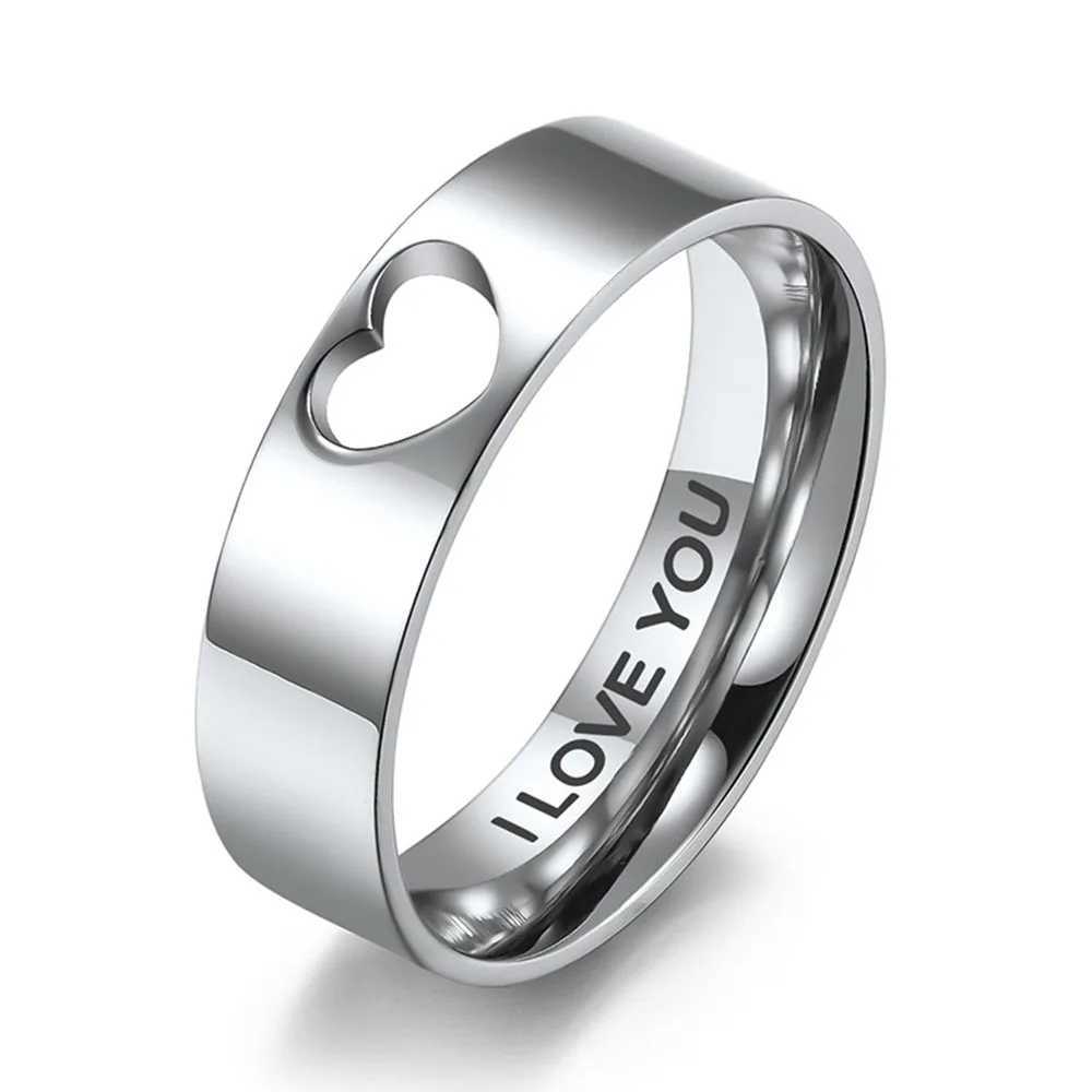Heart Shaped Couple Rings Couple Stainless Steel Wedding Ring Set Women Love Jewelry Valentines Day Birthday Gift W250606