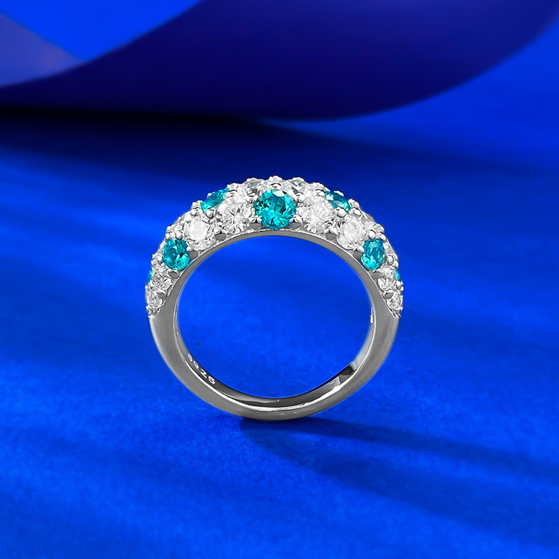 2025 Choucong Ins Top Sell Luxury Jewelry Soild 100% S925 Sterling Silver Full Gypsophila Green Lab Moissanite Diamond Eternity Women Wedding Band Rin