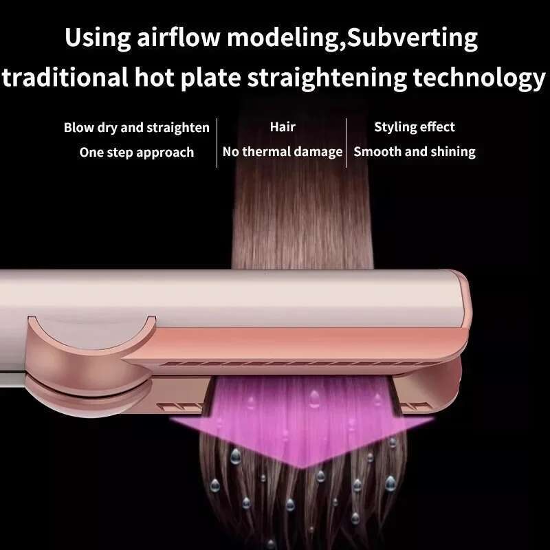 2 IN 1 Professional Negative Ions Straightener & Dryer Heat-Up Hair Flat Iron Compatible Styling Tools Straightener