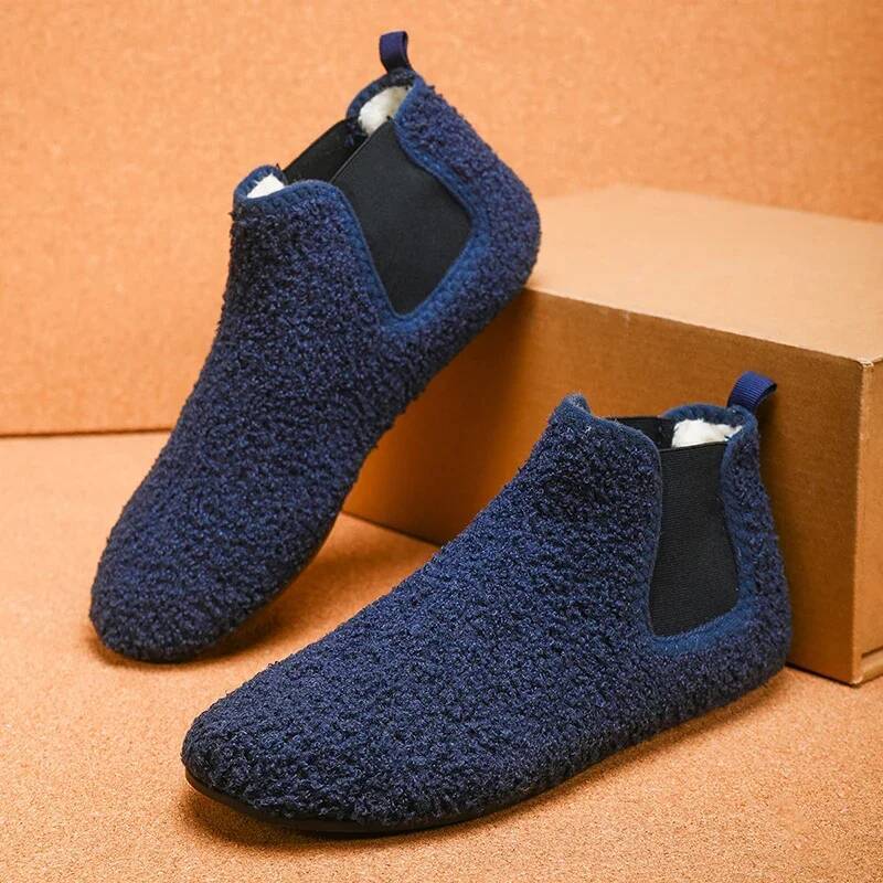 Ddmyoutdoor Winter Cotton Warm Plush Lined Indoor Male House Slippers Outdoor Men Walking Ankle Boots Man Casual Flats Shoes Beach outdoor shoes