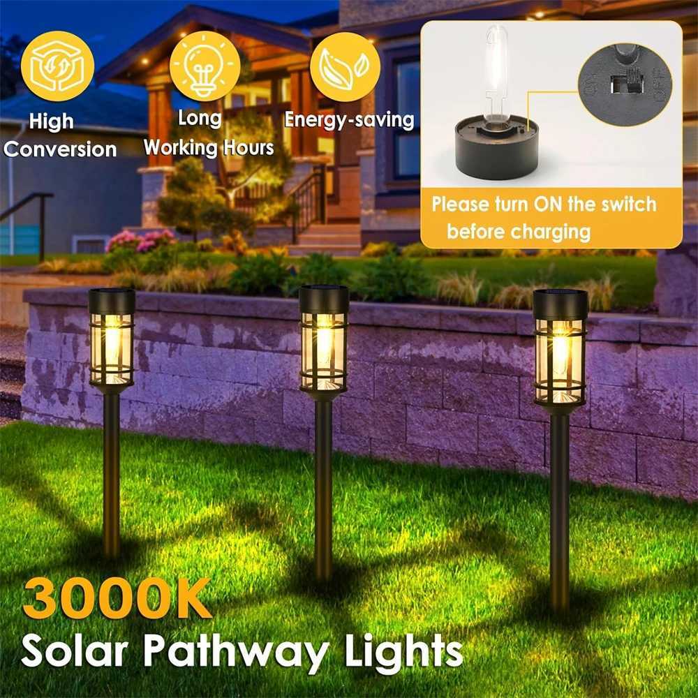 2PCS Solar Pathway Lights Waterproof Upgraded Walkway Landscape Outdoor Driveway Lights for Yard Lawn Patio Garden Decor XJ250606
