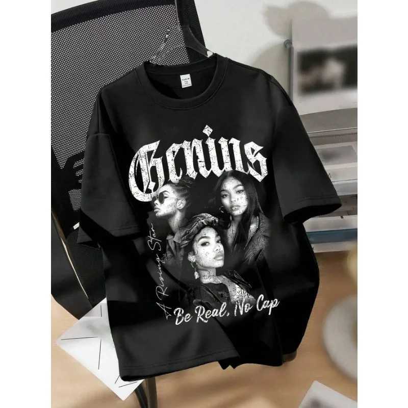 Lips Pattern Printed Womens T-Shirt Round Neck Short Sleeve Casual Harajuku Loose Comfortable Cotton T-Shirt Y2K Tops X250607