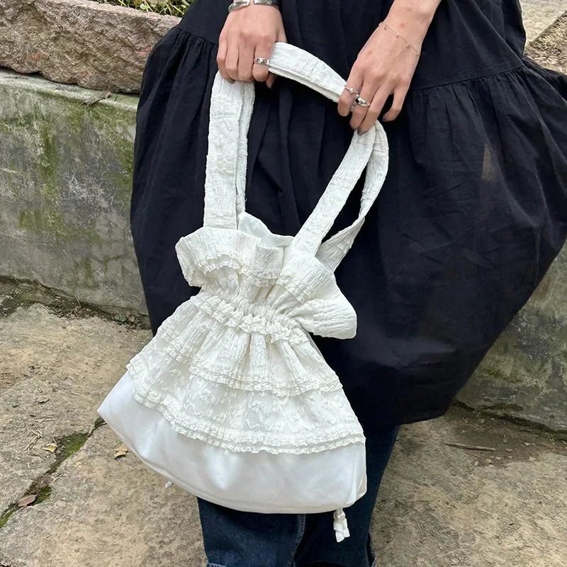 Lace Flowers Women Shoulder Bags Straw Crossbody for Summer Ladies Trend Sweet Handbags Big Totes 250605