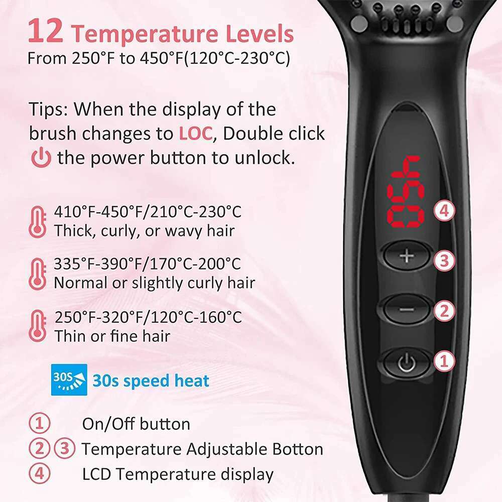 Brush Negative Ion Hot Electric Hair Brushes Flat Iron Beard Professional Straightener Comb