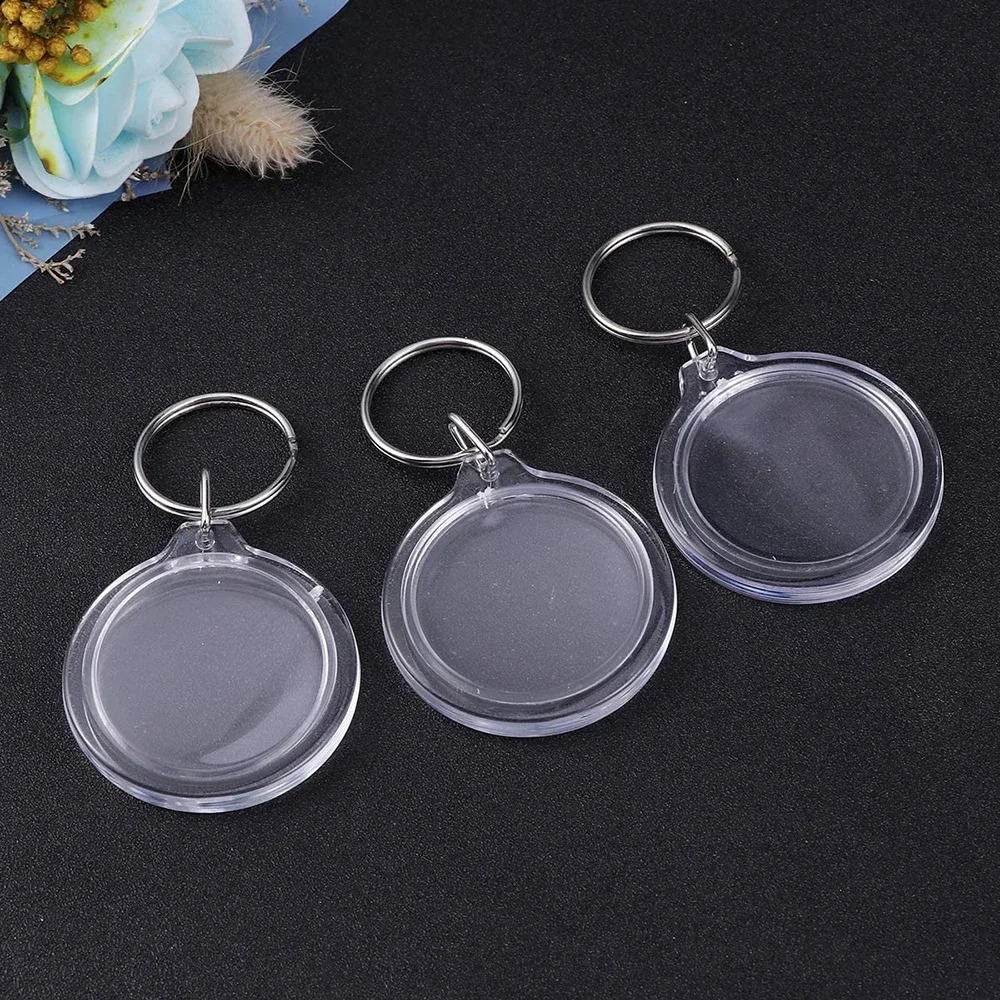 30Pcs Circle Acrylic Po Frame Keychain Snap-In Custom Insert Po Acrylic Blank Picture Keyring for DIY Projects 250606