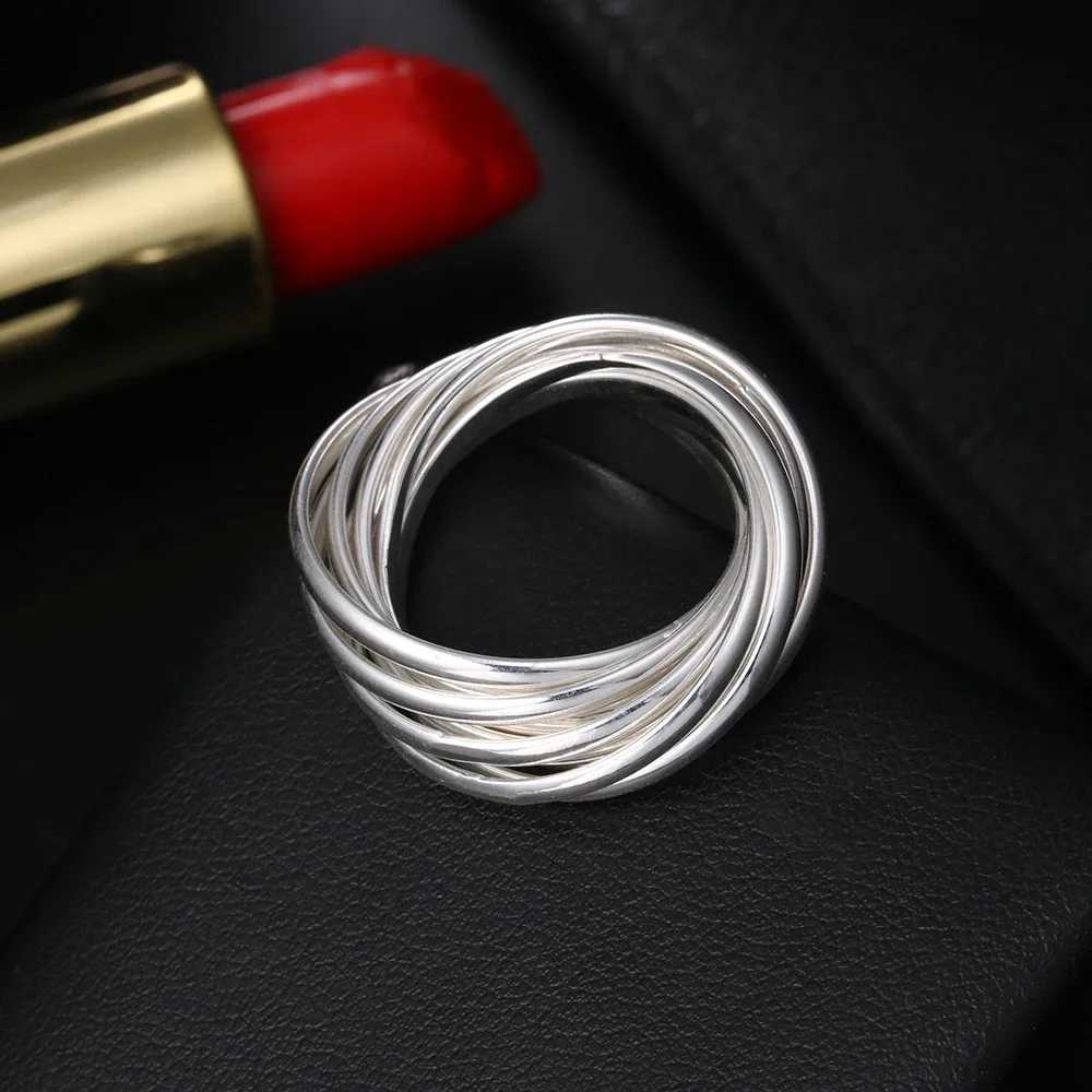 Hoy 925 Sterling Silver Fine Five Circles Ring For Women Fashion Folk-custom Wedding Party Christmas Gift Classic Jewelry XJ250606