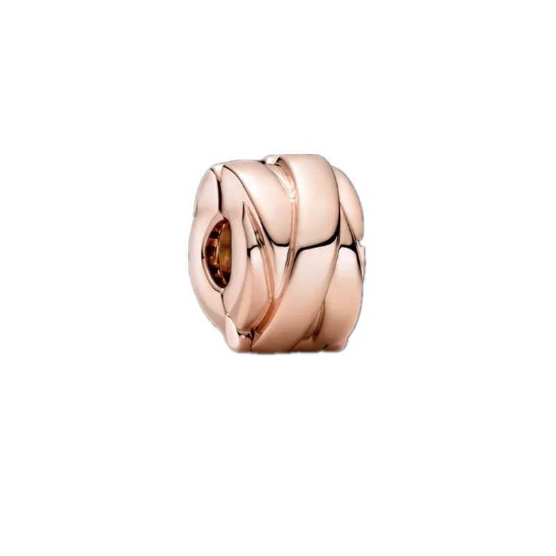 New Rose Gold Security Chain Sparkling Clip Charm Bead Fit Original 925 Sterling Silver European Bracelet DIY Women Jewelry Gift XJ250607
