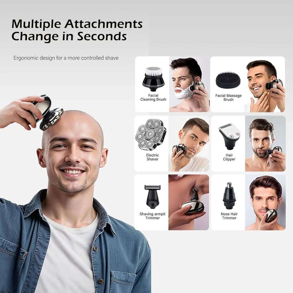 9D Detachable Shaver Electric Razor For Men Ipx6 Waterproof Wet Dry Bald Head Shavers With USB Charge