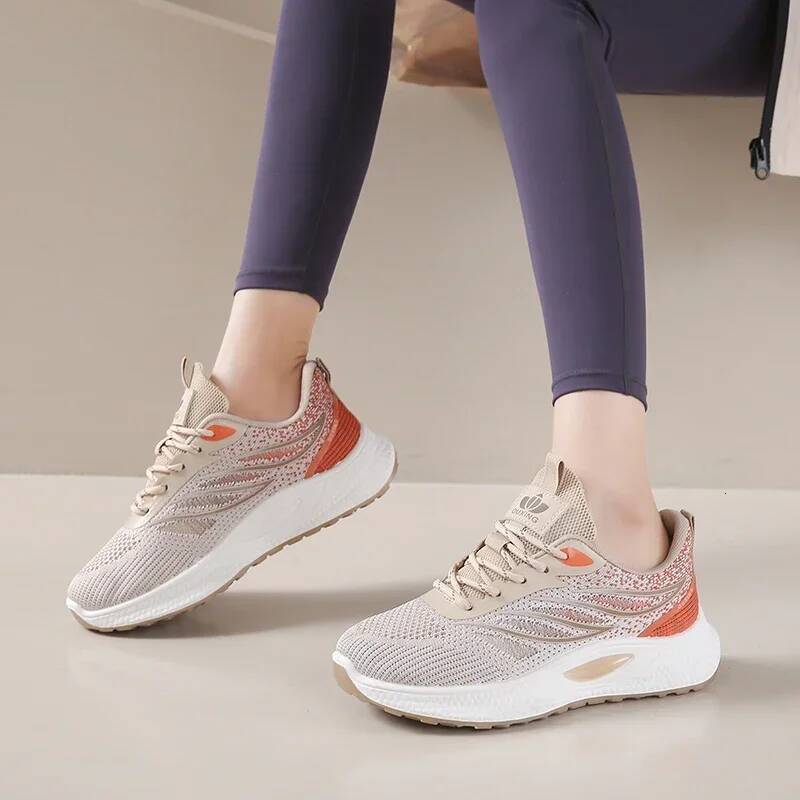 ddmyoutdoor Spring Women New Mesh Lightweight Sports Breath Lace Up Fiess Comfortable Thick Soled Casual Running Shoes Tenis Masculino Outdoor Outdoor