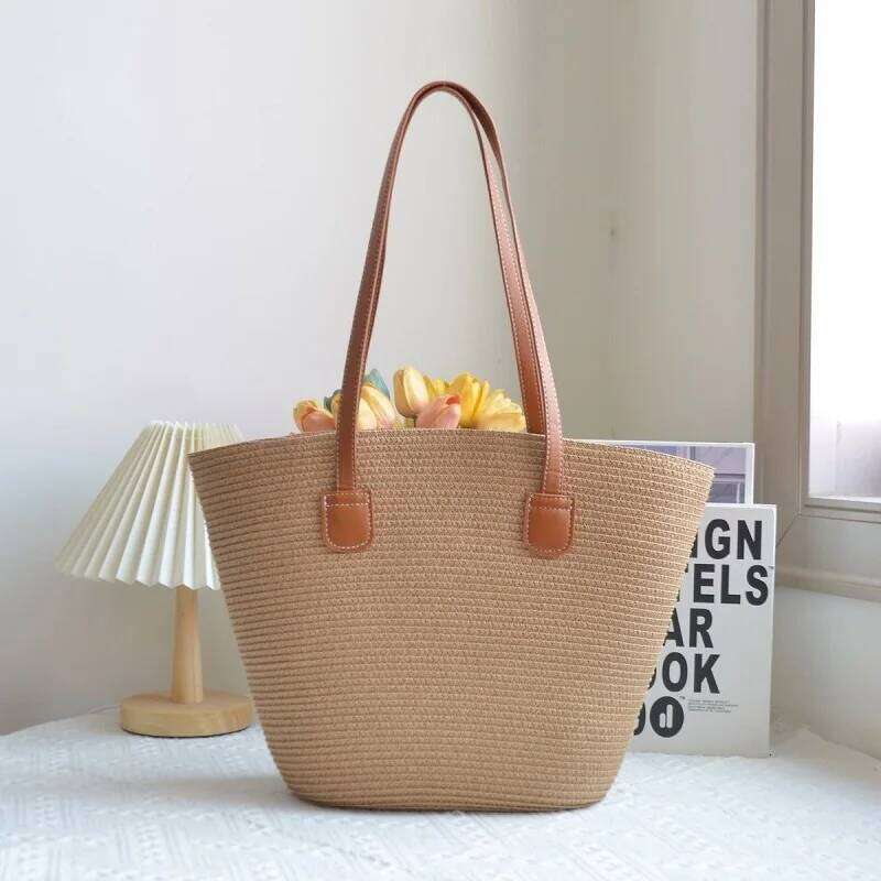 Summer Women's Straw Woven Beach Tote Large Capacity Boho Handmade Basket Bag Designer Shopper Lightweight Travel Sho