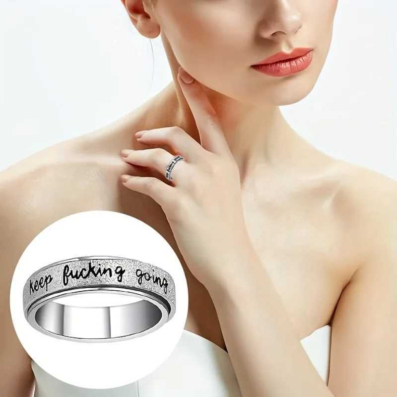 Fashion Inspirational Vibrant Stainless Steel Rotating Ring Adjustable Unisex Daily Wear Jewelry Keep Going Ring W250606