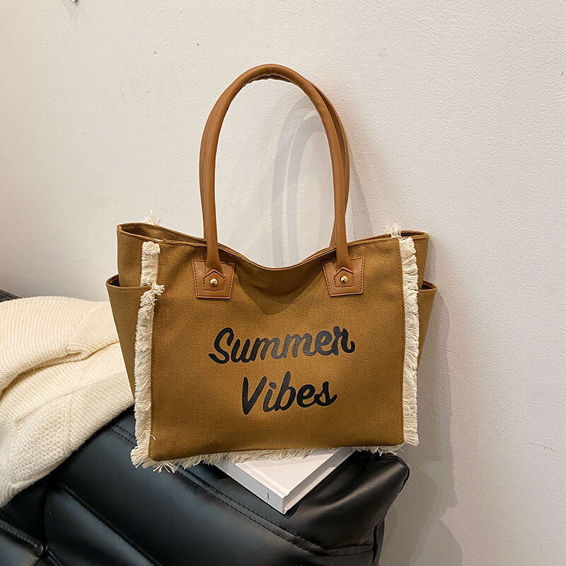 Korean and Japanese Style Simple Women's 2025 New Fashion Printed Tote Large Capacity Handbag Underarm Bag